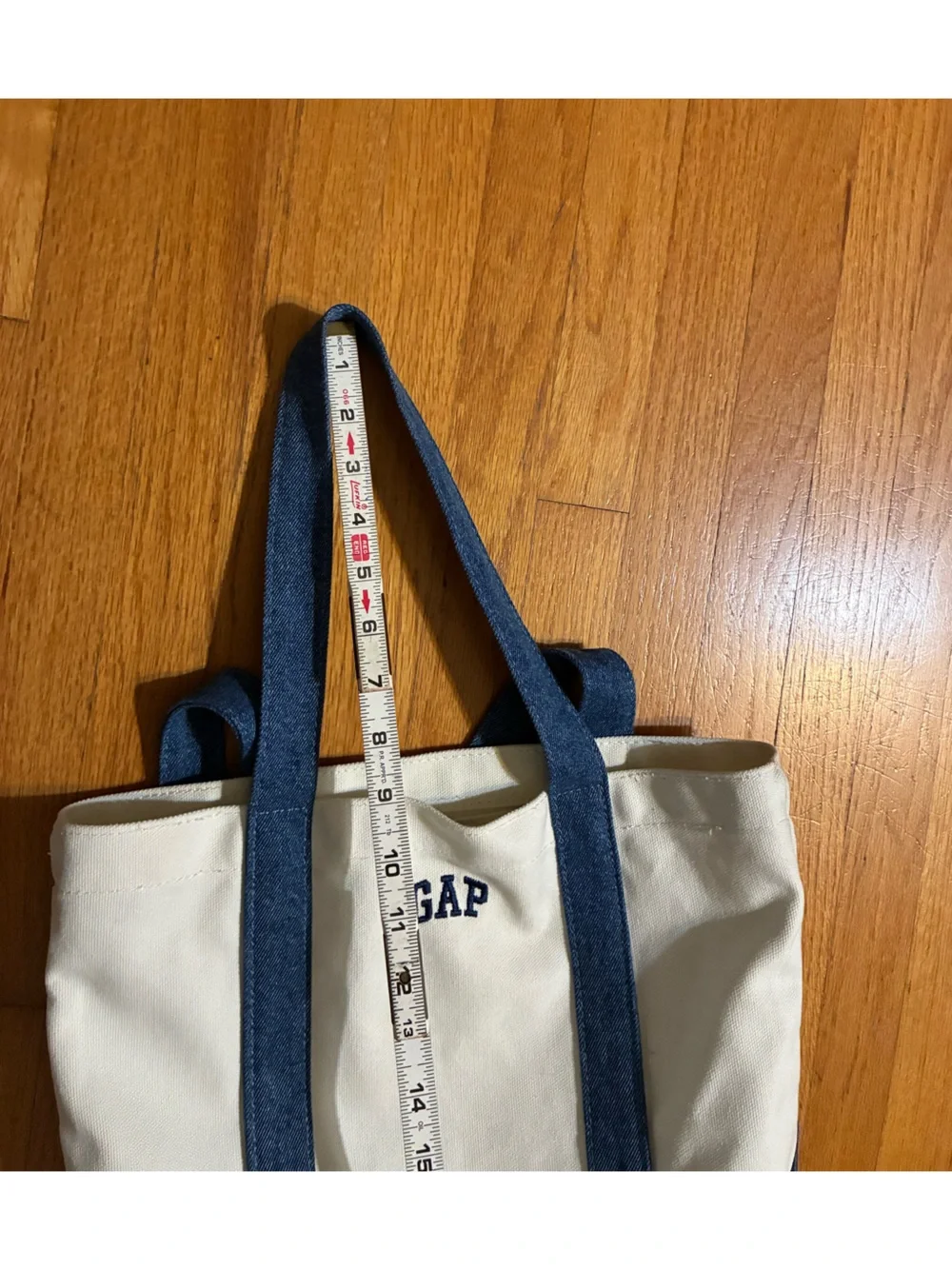 GAP Cream Canvas Mini Tote with Denim Trim and Straps